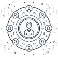 Outline illustration of people connecting in a network or social group showing community and teamwork Royalty Free Stock Photo