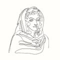 Outline illustration of portpait woman