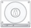 Outline Illustration of Secured Hard Drive Disk for Cyber Security and Data Privacy Concept Royalty Free Stock Photo