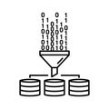 Big data collection and storage funneling binary information into multiple databases Royalty Free Stock Photo