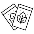 Two overlapping packets with leaf icons outline pouch leaves Royalty Free Stock Photo