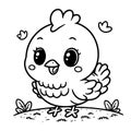 Outline illustration of a vectorized hand drawn chick