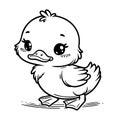 Outline illustration of a vectorized hand drawn duckling