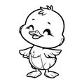 Outline illustration of a vectorized hand drawn duckling