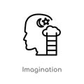 outline imagination vector icon. isolated black simple line element illustration from brain process concept. editable vector