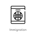 outline immigration vector icon. isolated black simple line element illustration from law and justice concept. editable vector