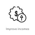 outline improve incomes vector icon. isolated black simple line element illustration from user interface concept. editable vector