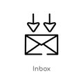 outline inbox vector icon. isolated black simple line element illustration from message concept. editable vector stroke inbox icon Royalty Free Stock Photo