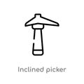 outline inclined picker vector icon. isolated black simple line element illustration from construction concept. editable vector