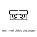 outline inclined videocassette vector icon. isolated black simple line element illustration from cinema concept. editable vector