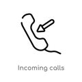 outline incoming calls vector icon. isolated black simple line element illustration from ultimate glyphicons concept. editable