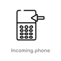 outline incoming phone vector icon. isolated black simple line element illustration from ultimate glyphicons concept. editable