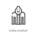 outline india mother vector icon. isolated black simple line element illustration from india concept. editable vector stroke india