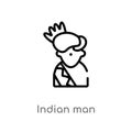 outline indian man vector icon. isolated black simple line element illustration from india concept. editable vector stroke indian Royalty Free Stock Photo