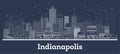 Outline Indianapolis Indiana City Skyline with White Buildings