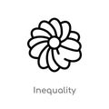 outline inequality vector icon. isolated black simple line element illustration from zodiac concept. editable vector stroke Royalty Free Stock Photo