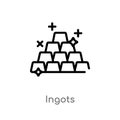 outline ingots vector icon. isolated black simple line element illustration from wild west concept. editable vector stroke ingots Royalty Free Stock Photo