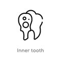 outline inner tooth vector icon. isolated black simple line element illustration from dentist concept. editable vector stroke