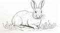 Outline an inquisitive rabbit with twitching nose and upright ears Royalty Free Stock Photo