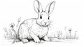 Outline an inquisitive rabbit with twitching nose and upright ears Royalty Free Stock Photo