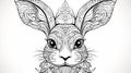 Outline an inquisitive rabbit with twitching nose and upright ears Royalty Free Stock Photo