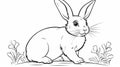 Outline an inquisitive rabbit with twitching nose and upright ears Royalty Free Stock Photo