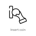 outline insert coin vector icon. isolated black simple line element illustration from e-commerce and payment concept. editable Royalty Free Stock Photo