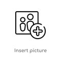 outline insert picture vector icon. isolated black simple line element illustration from user interface concept. editable vector