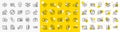 Outline Inspect, Businessman run and Delivery line icons. For web app. Vector