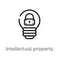 outline intellectual property vector icon. isolated black simple line element illustration from law and justice concept. editable Royalty Free Stock Photo