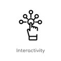 outline interactivity vector icon. isolated black simple line element illustration from augmented reality concept. editable vector