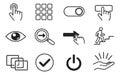Outline interface icons set featuring user interaction elements, navigation, and controls for web and app design Royalty Free Stock Photo