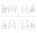 Outline interiors. Vector illustration. Royalty Free Stock Photo