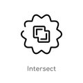 outline intersect vector icon. isolated black simple line element illustration from user interface concept. editable vector stroke