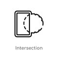 outline intersection vector icon. isolated black simple line element illustration from geometric figure concept. editable vector Royalty Free Stock Photo