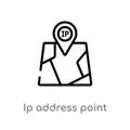 outline ip address point locator vector icon. isolated black simple line element illustration from technology concept. editable