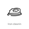 outline iron cleanin vector icon. isolated black simple line element illustration from cleaning concept. editable vector stroke Royalty Free Stock Photo