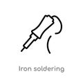 outline iron soldering vector icon. isolated black simple line element illustration from construction and tools concept. editable