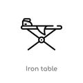 outline iron table vector icon. isolated black simple line element illustration from tools and utensils concept. editable vector