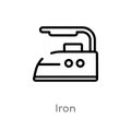 outline iron vector icon. isolated black simple line element illustration from cleaning concept. editable vector stroke iron icon