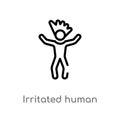 outline irritated human vector icon. isolated black simple line element illustration from feelings concept. editable vector stroke
