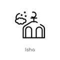 outline isha vector icon. isolated black simple line element illustration from religion-2 concept. editable vector stroke isha