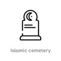 outline islamic cemetery vector icon. isolated black simple line element illustration from buildings concept. editable vector