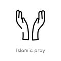 outline islamic pray vector icon. isolated black simple line element illustration from religion-2 concept. editable vector stroke Royalty Free Stock Photo
