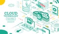Outline Isometric Cloud Technology Networking Concept
