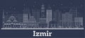 Outline Izmir Turkey City Skyline with White Buildings