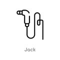 outline jack vector icon. isolated black simple line element illustration from electronic devices concept. editable vector stroke Royalty Free Stock Photo