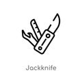 outline jackknife vector icon. isolated black simple line element illustration from construction and tools concept. editable