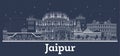 Outline Jaipur India City Skyline with White Buildings