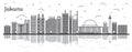 Outline Jakarta Indonesia City Skyline with Modern Buildings and